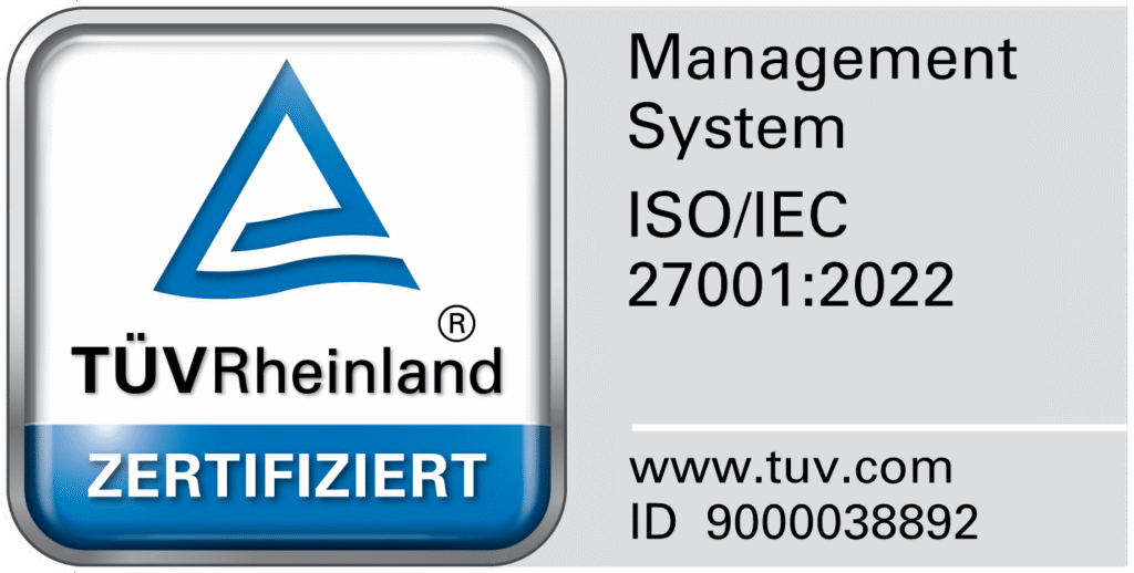 ISO 27001 Zertifikat vom TÜV Rheinland